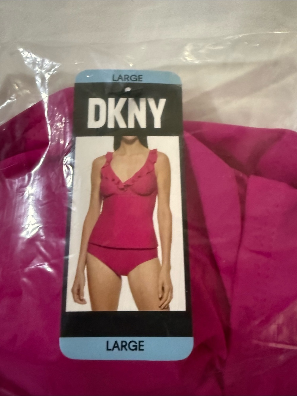 DKNY Fuchsia Ruffle-Trim Tankini Top